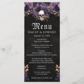 Gotische donkere bloemenkop Halloween bruiloft Men Menu (Voorkant)