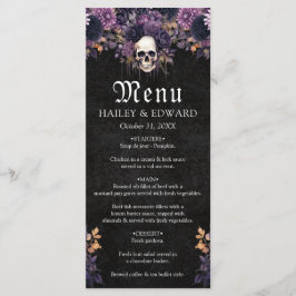 Gotische donkere bloemenkop Halloween bruiloft Men Menu