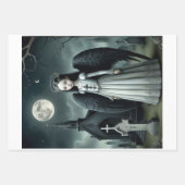 Gotische donkere engel, begraafplaats onder maanli inpakpapier vel (Voorkant 3)