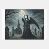 Gotische donkere engel, begraafplaats onder maanli inpakpapier vel (Voorkant 2)
