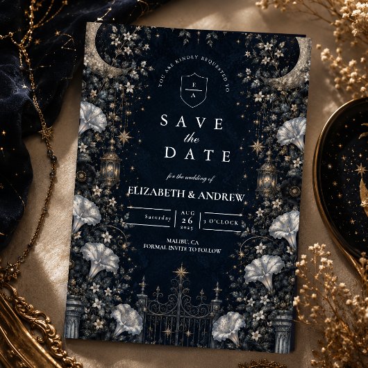 Gotische Donkere Hemelse Bruiloft Save The Date