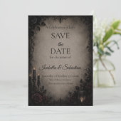 Gotische Donkere Romantische Bruiloft Save The Date (Staand voorkant)