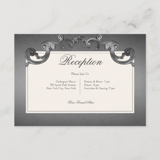 Gotische donkere skeletten & rozenhartreceptie informatiekaartje (Voorkant)