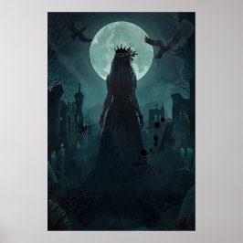 Gotische Donkere Vrouwelijke Maneschijn Ravenkonin Poster