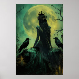Gotische Donkere Vrouwelijke Maneschijn Ravenkonin Poster