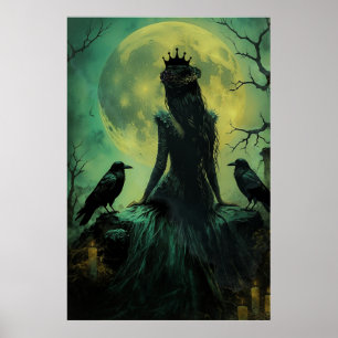Gotische Donkere Vrouwelijke Maneschijn Ravenkonin Poster