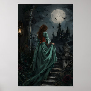 Gotische Donkere Vrouwelijke Maneschijn Ravenkonin Poster
