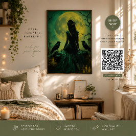 Gotische Donkere Vrouwelijke Maneschijn Ravenkonin Poster