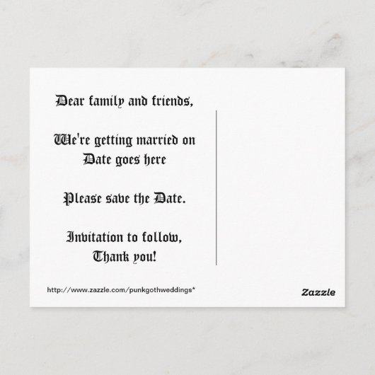 Gotische donkerrode en zwarte wervelingen Save the Briefkaart (Achterkant)