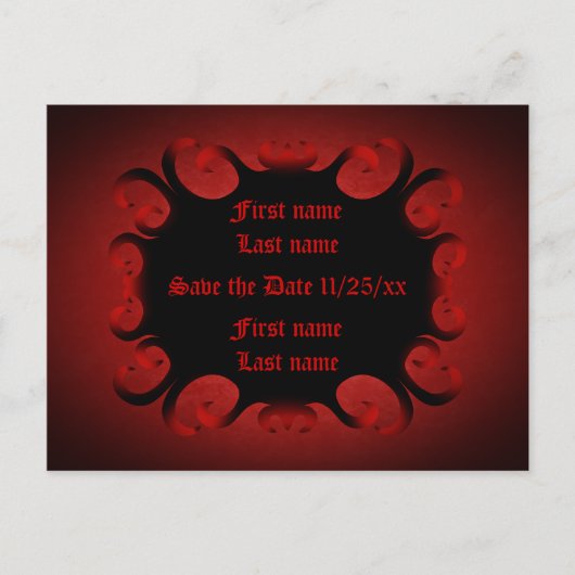 Gotische donkerrode en zwarte wervelingen Save the Briefkaart (Voorkant)