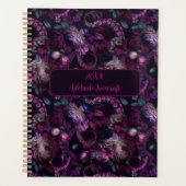 Gotische donkerroze tentakel met bloem gepersonali planner (Voorkant)