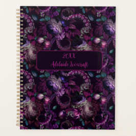 Gotische donkerroze tentakel met bloem gepersonali planner