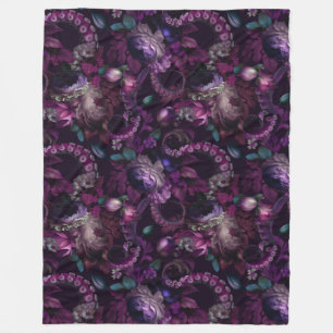 Gotische donkerroze tentakel met bloemen fleece deken