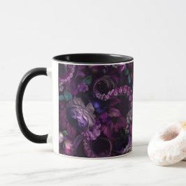 Gotische donkerroze tentakel met bloemen mok