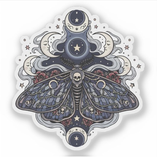 Gotische doodsmot en maanfasen sticker (Voorkant)