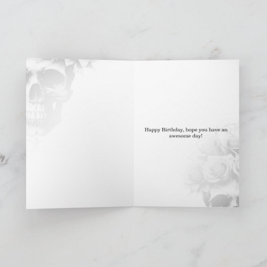 Gotische Doodsschedel en Rozen Bloemrijke Sigil Bedankkaart (Binnen)