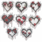 Gotische doornen en rozen bloeden hart sticker (Voorkant)