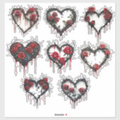 Gotische doornen en Rozen Bloedend Hart Sticker (Vel)