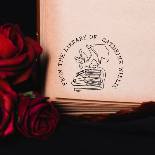 Gotische Draak Aangepast Boek Uit De Bibliotheek V Rubberstempel