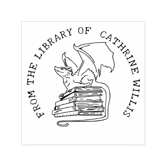 Gotische Draak Aangepast Boek Uit De Bibliotheek V Zelfinktende Stempel (Design)