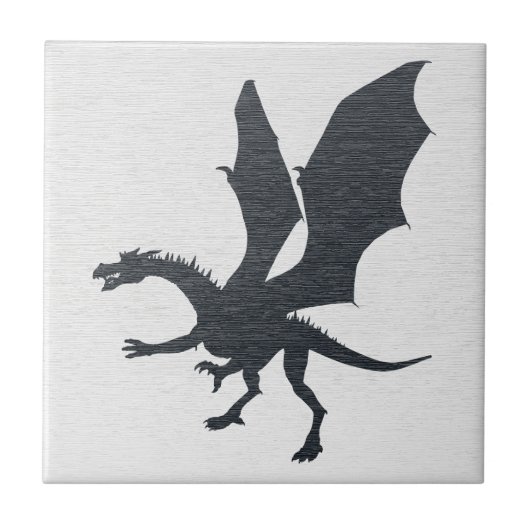 Gotische Draak Silhouet Tegeltje (Voorkant)