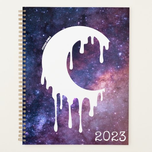 Gotische Dripping Maan Wit Silhouet Galaxy Planner (Voorkant)