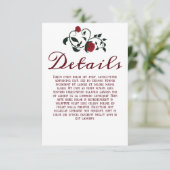 Gotische  Dripping Rozen Bruiloft Details Informatiekaartje (Staand voorkant)