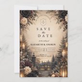 Gotische droevige winterhuwelijk save the date (Voorkant)