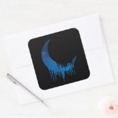 Gotische druipende maan (blauw sterrenstelsel) vierkante sticker (Envelop)
