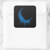 Gotische druipende maan (blauw sterrenstelsel) vierkante sticker (Tas)