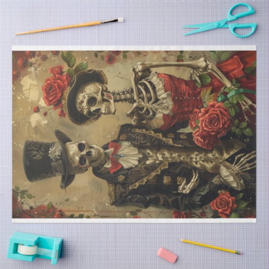 Gotische echtgenoot Vrouw Skelet Decoupage Tissuepapier (Craft)