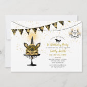 Gotische Eenhoring 1e Verjaardagsuitnodigingen Zwa Kaart (Voorkant)