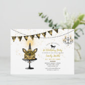 Gotische Eenhoring 1e Verjaardagsuitnodigingen Zwa Kaart (Staand voorkant)