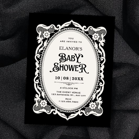Gotische elegante baby shower kaart