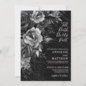 Gotische Elegante Bloemen Zwarte Huwelijk Kaart (Voorkant)