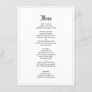 Gotische elegante bruiloft diner menu met rand
