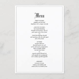 Gotische elegante bruiloft diner menu met rand
