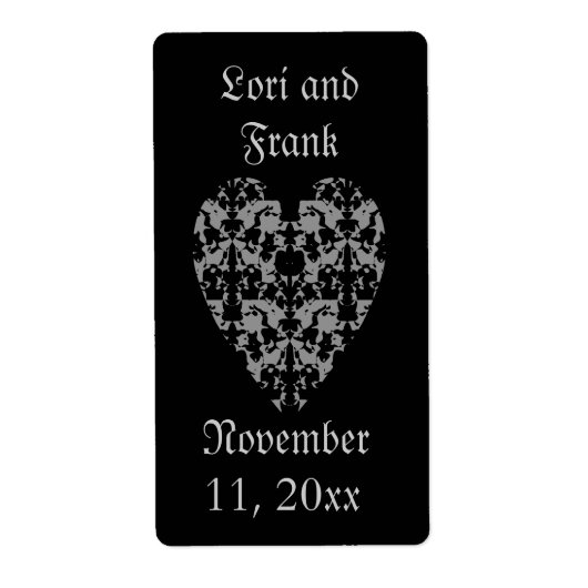 Gotische elegante hartetiketten om te personaliser etiket (Voorkant)