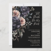 Gotische Elegante Rozen Bloemenbruiloft Kaart (Voorkant)