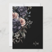 Gotische Elegante Rozen Bloemige Bruiloft Kaart (Achterkant)