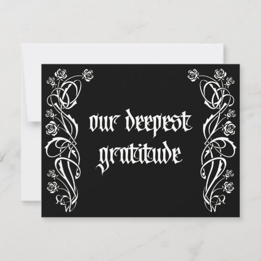 Gotische Elegante Rozen Bruiloft Bedankkaart (Voorkant)