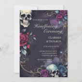 Gotische Elegante Schedel & Roos Handfasting Kaart (Voorkant)