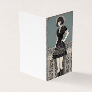 Gotische Elegantie Blank-Little Zwart Jurk LBD Kaart