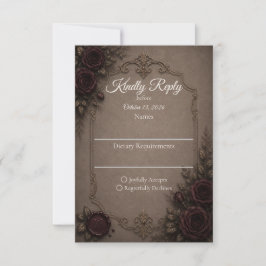 Gotische Elegantie Bruiloft RSVP Kaartje