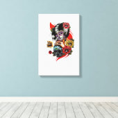 Gotische elegantie: dame met schedel en hanger canvas afdruk (Insitu (Houten vloer))