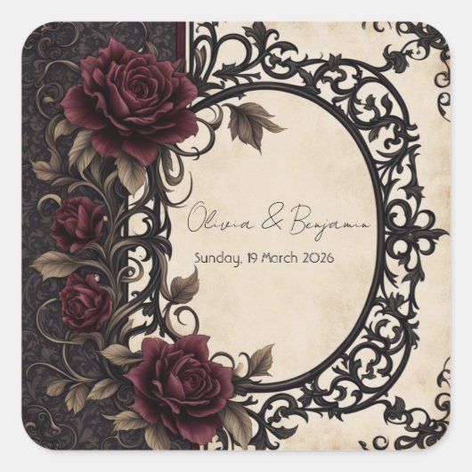 Gotische elegantie: een vierkante sticker (Voorkant)