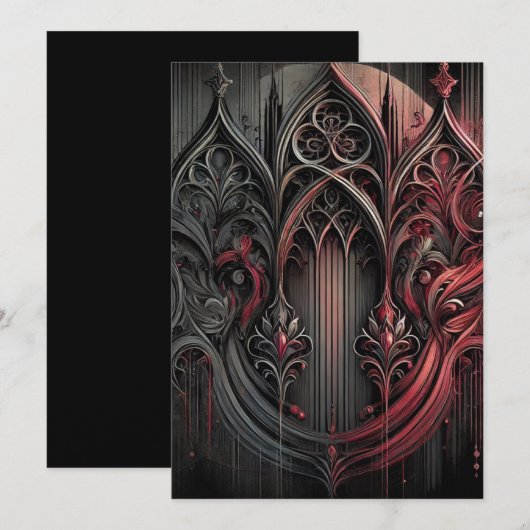 Gotische elegantie Flat Holiday Kaart (Voorkant / Achterkant)