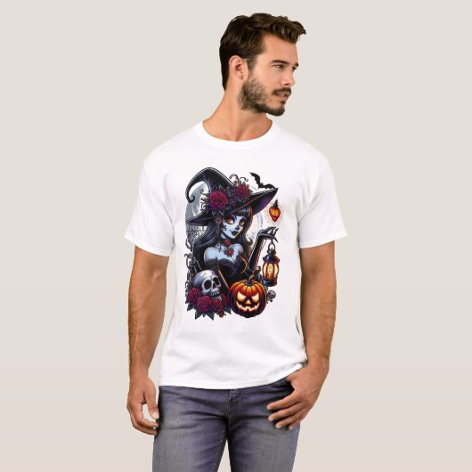 Gotische elegantie in spookachtige stijl t-shirt (Voorkant volledig)