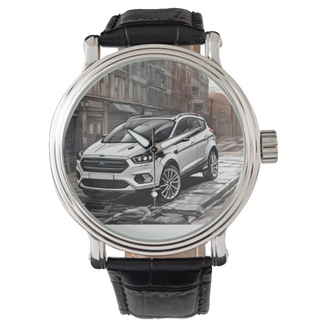 Gotische elegantie: Kuga ST Fusion vierkante wandk Horloge (Voorkant)