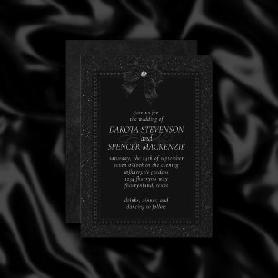 Gotische elegantie   Onyx Black Bow Moody Wedding Kaart